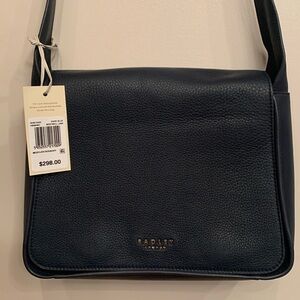 NWT Radley London navy blue genuine leather shoulder/crossbody bag